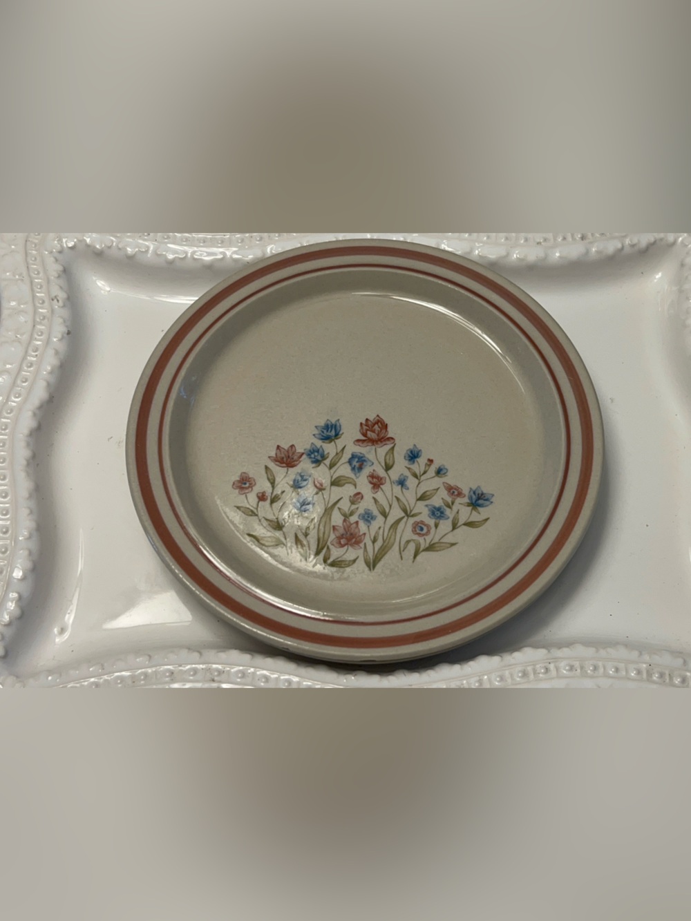 Vintage Newcor Good Earth Pattern Stoneware Salad Plates Set of 2